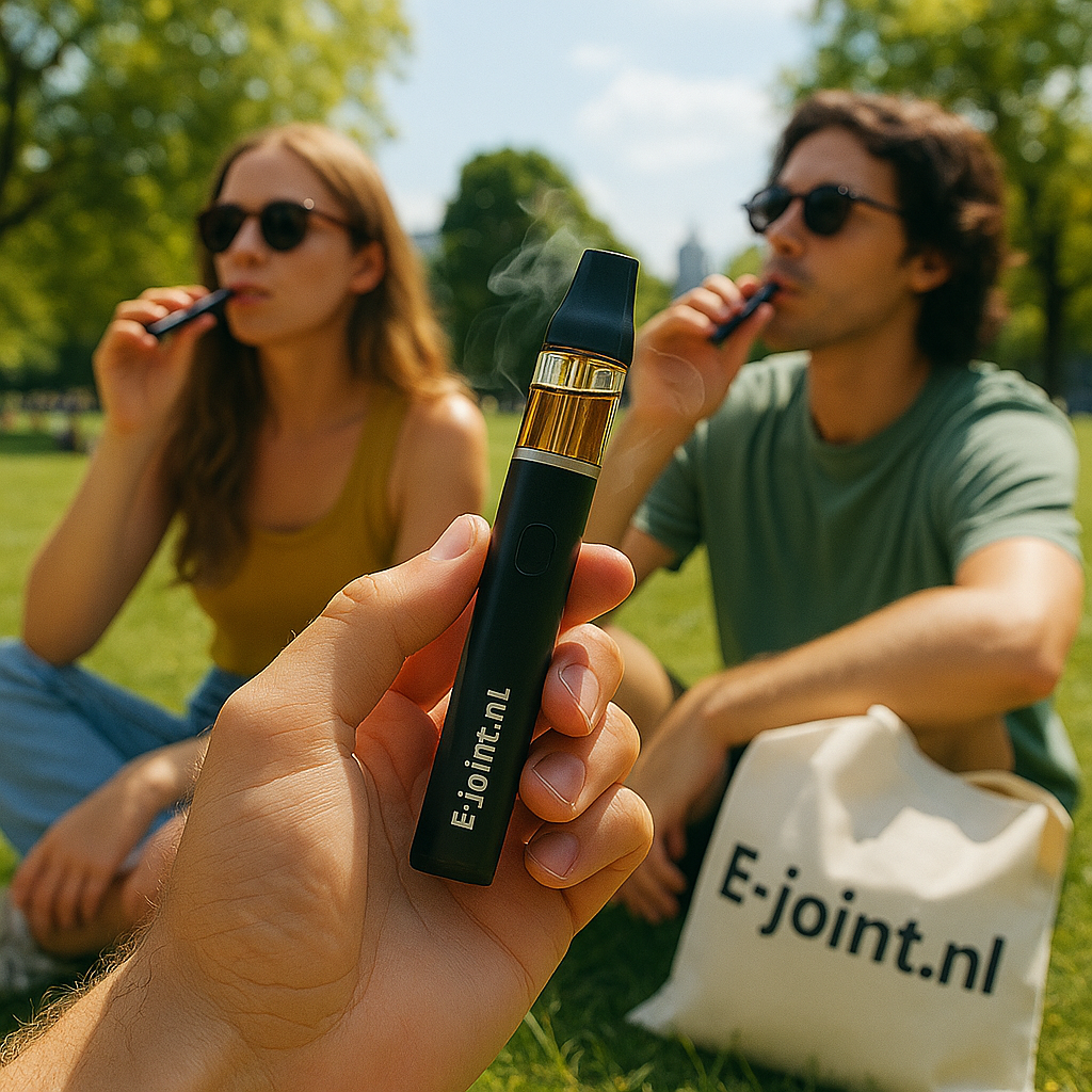 Home 12 persons enjoying their e-joint in the park.